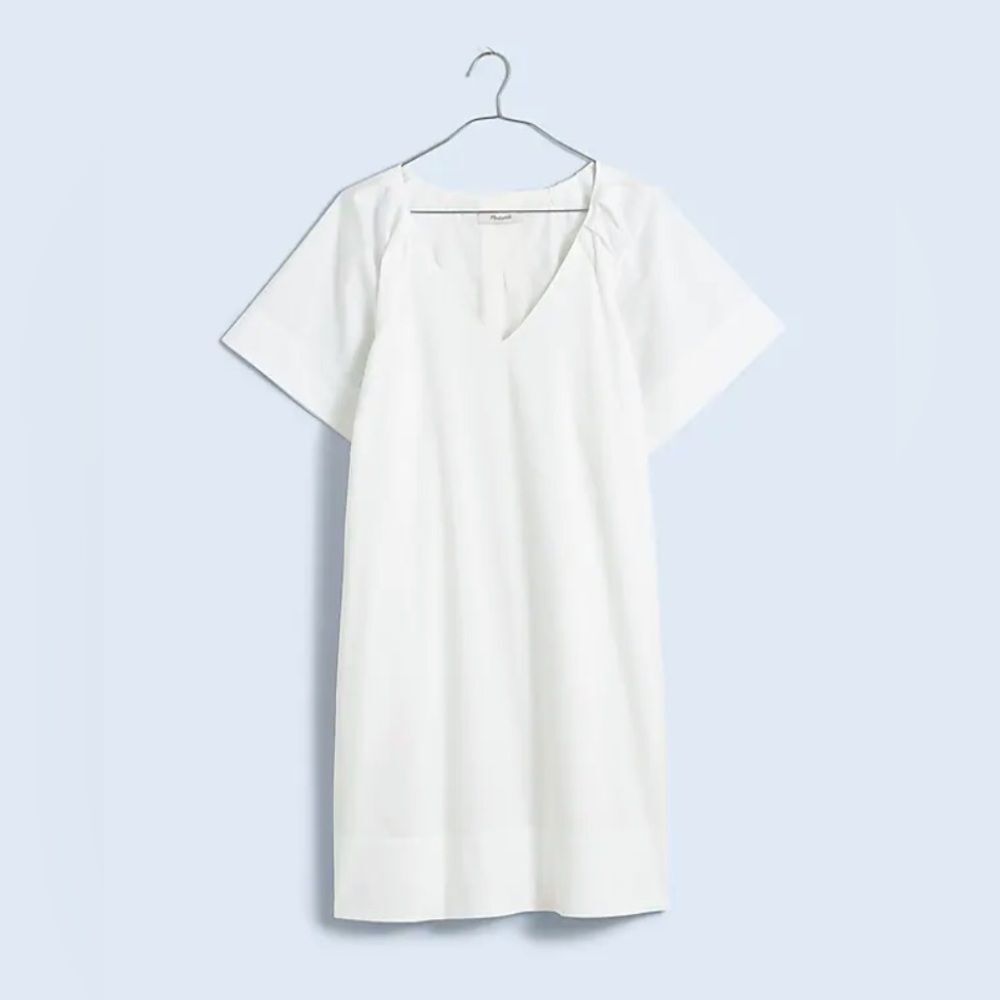 Madewell V-Neck Mini Dress Shirtdress Small Eyelet White NWT